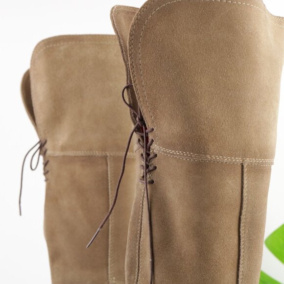 Frye Womens Sacha OTK Riding Boot Size 6.5 Tan Suede Western Block Heel Pointed - Picture 5 of 16